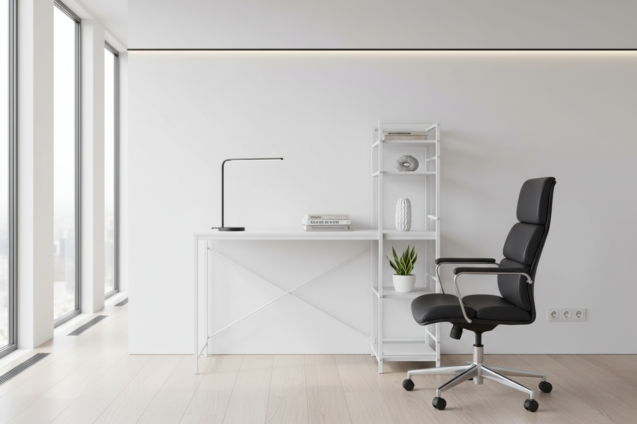 BUREAU D'ORDINATEUR - 48"L / DESSUS BLANC / MÉTAL BLANC