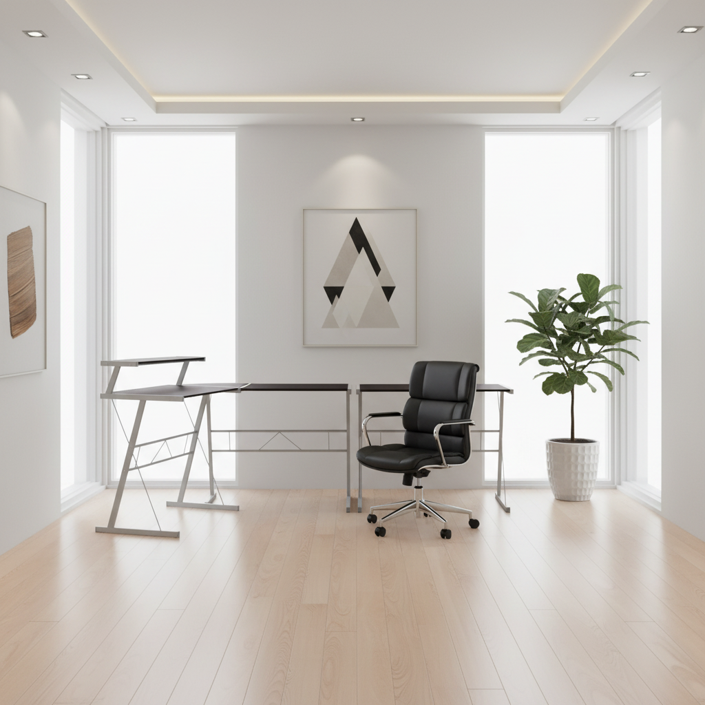 BUREAU D'ORDINATEUR - PLATEAU ESPRESSO / MÉTAL ARGENTÉ