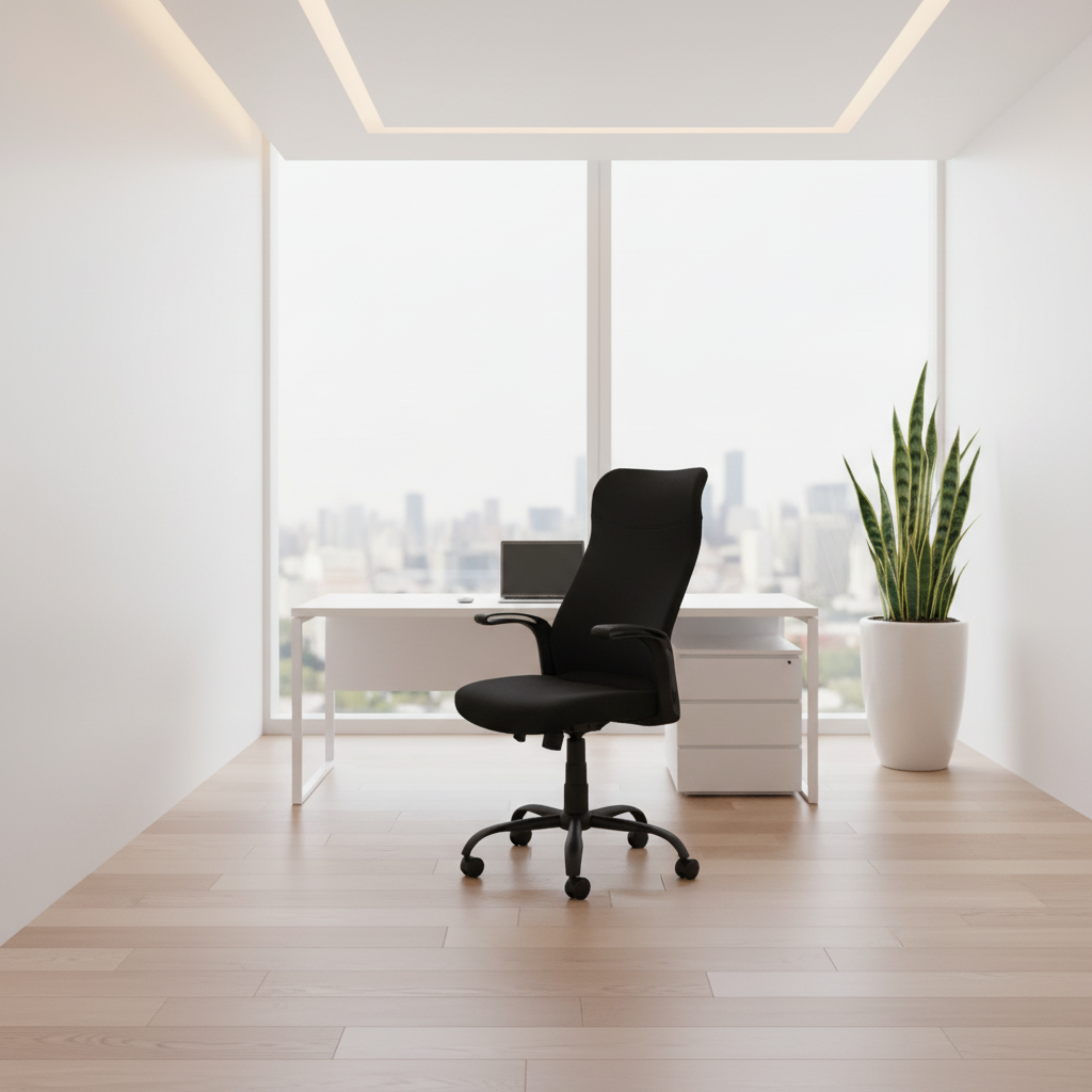 CHAISE DE BUREAU - NOIR / TISSU NOIR / MULTI-POSITIONS