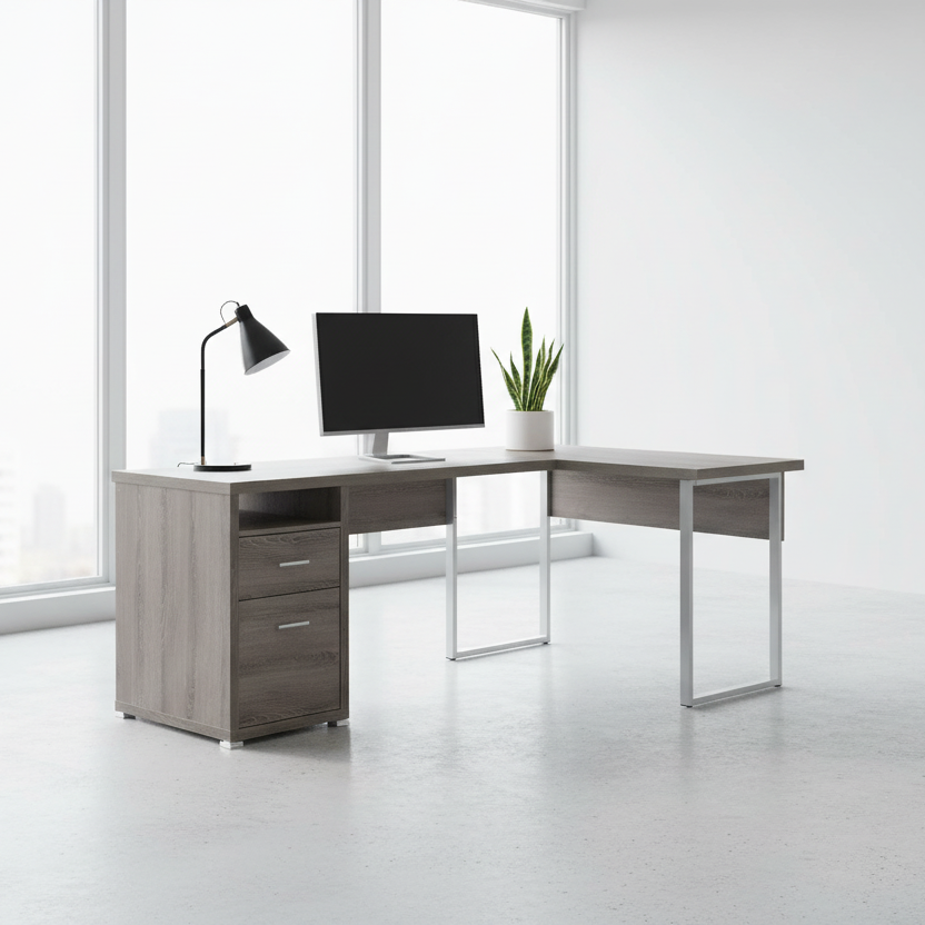 BUREAU D'ORDINATEUR - 42"L / NOIR / MÉTAL NOIR