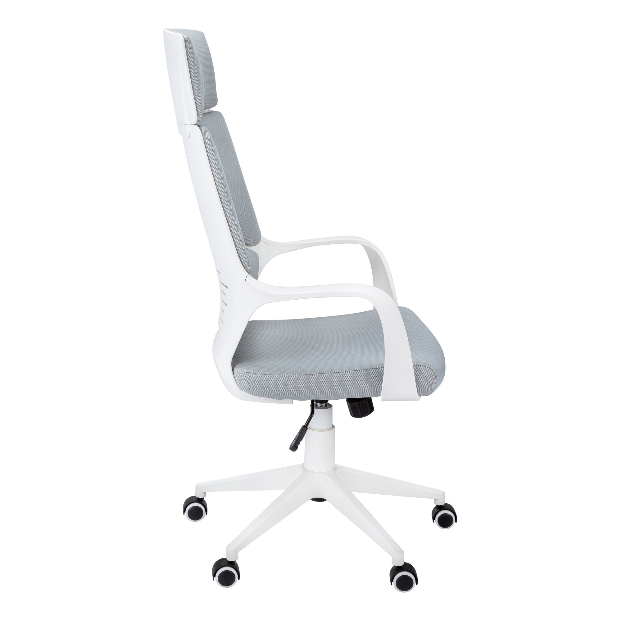 OFFICE CHAIR - WHITE / GREY FABRIC / HIGH BACK EXECUTIVE