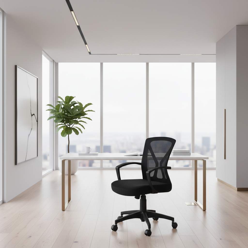 CHAISE DE BUREAU - NOIRE / BASE NOIRE SUR ROULETTES