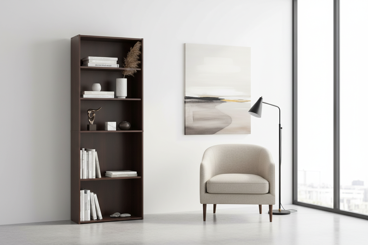 BOOKCASE - 72"H / CHERRY WITH 5 SHELVES