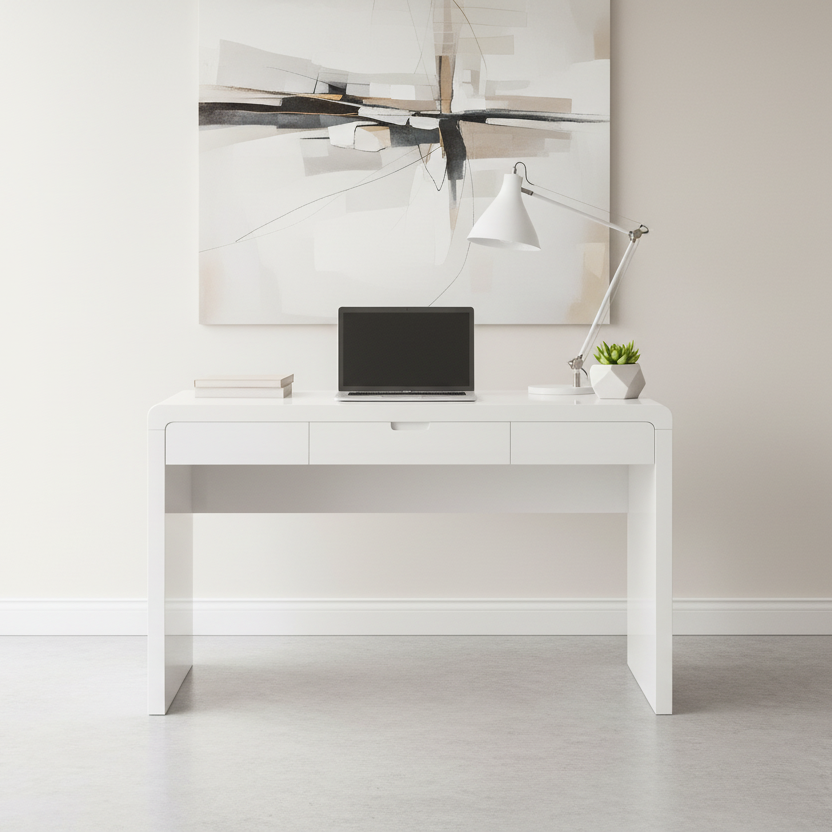 COMPUTER DESK - 48"L / HIGH GLOSSY WHITE / STORAGE DRAWER