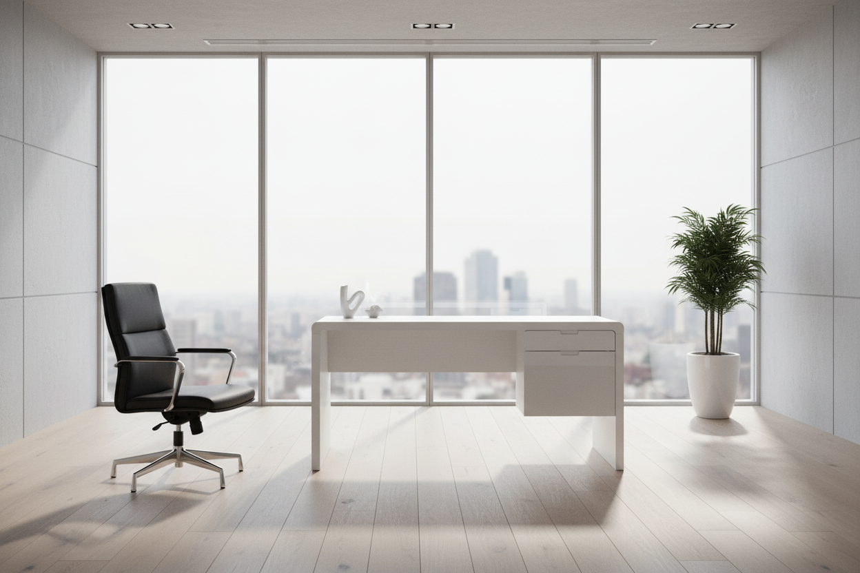 COMPUTER DESK - 60"L / HIGH GLOSSY WHITE L/R FACE DRAWER