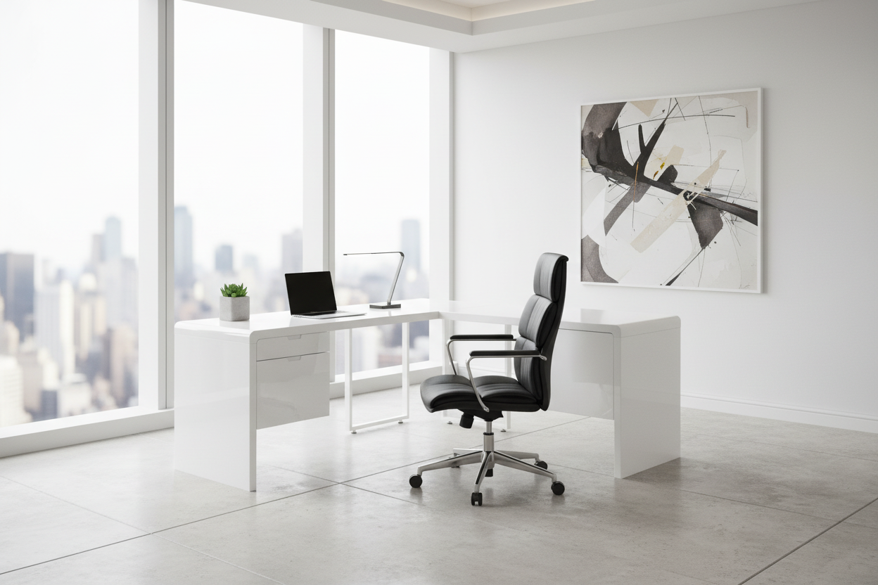 COMPUTER DESK - 72"L / HIGH GLOSSY WHITE LEFT/ RIGHT FACE