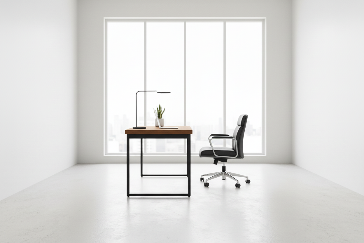 COMPUTER DESK - 48"L / WALNUT / ADJ.HEIGHT/ BLACK METAL