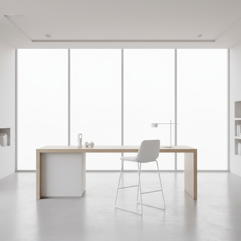 CHAISE DE BUREAU - SIMILI CUIR BLANC / BUREAU DEBOUT