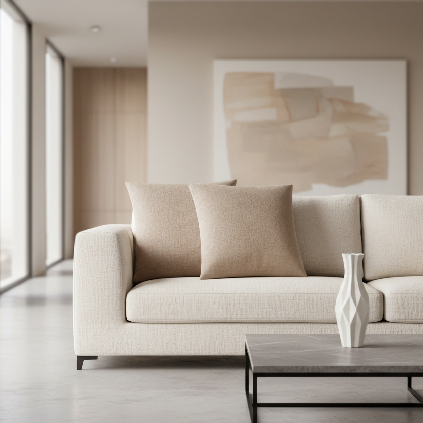 COUSSIN - 18"X 18" / VELOURS MOSAÏQUE TAUPE / 2 PIÈCES