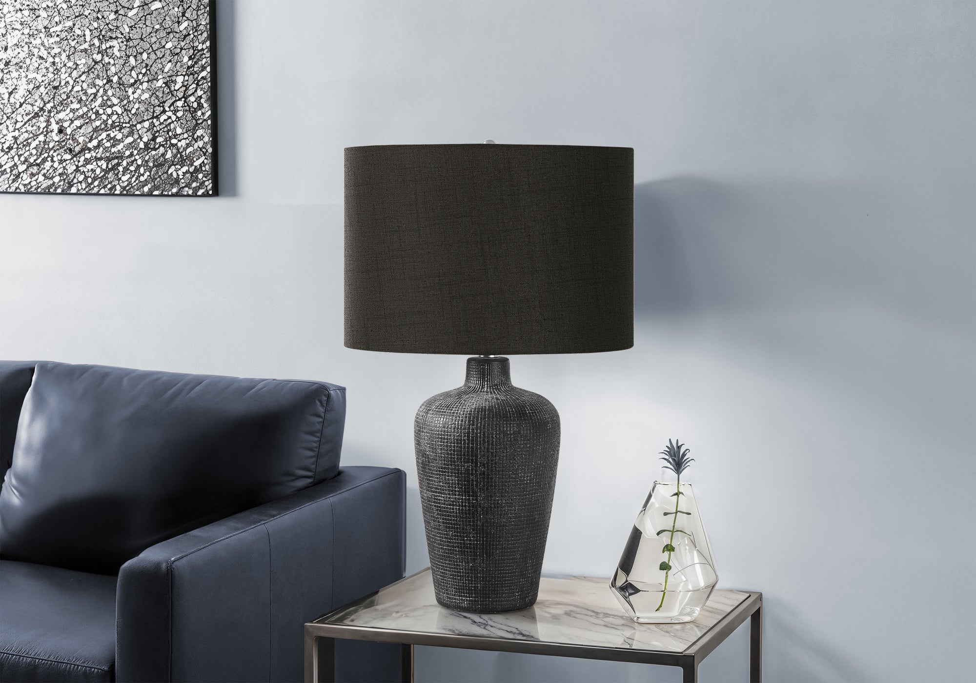 LIGHTING - TABLE LAMP 24"H BLACK CERAMIC BLACK SHADE