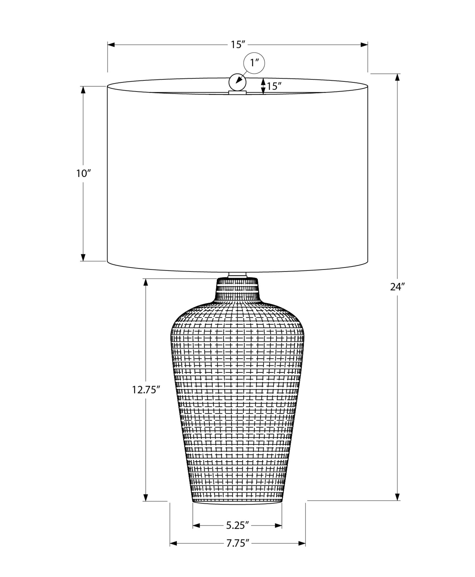 LIGHTING - TABLE LAMP 24"H BLACK CERAMIC BLACK SHADE
