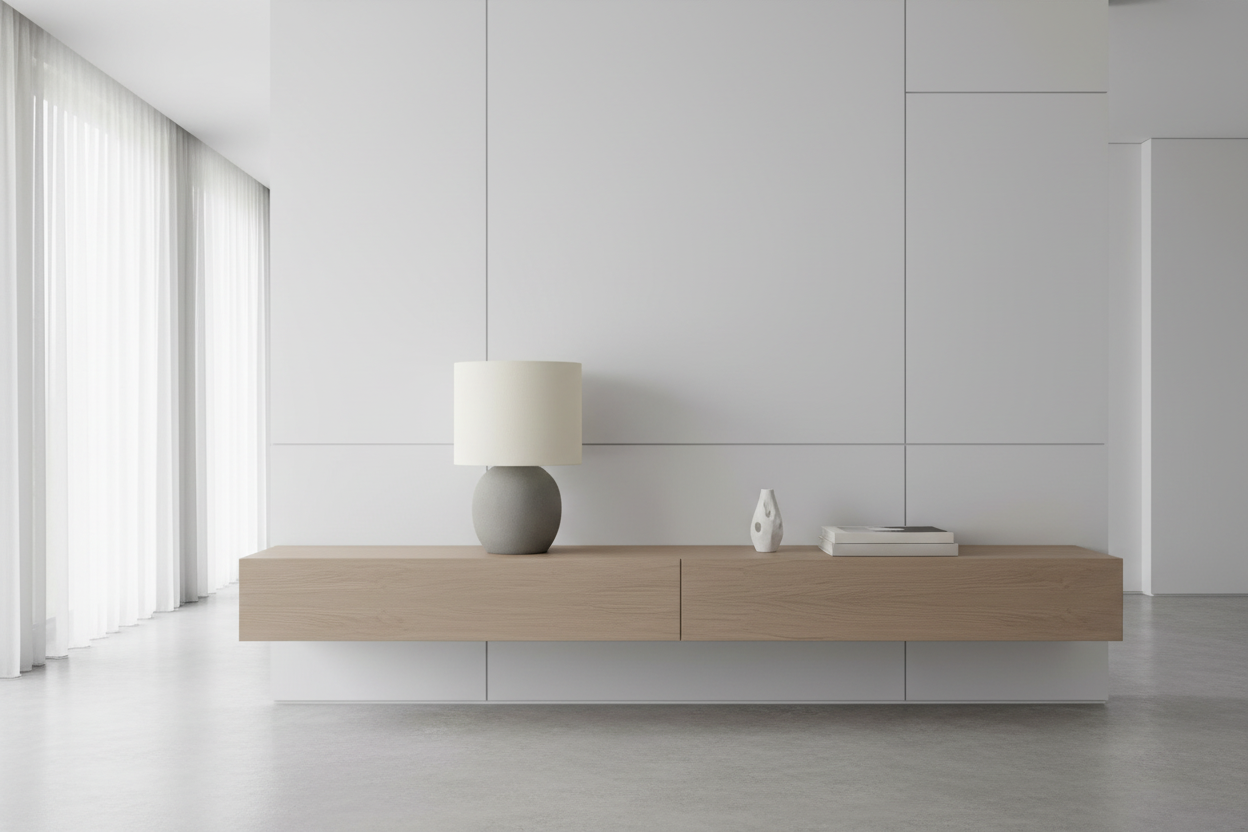 ÉCLAIRAGE - LAMPE DE TABLE 20"H BÉTON GRIS ABAT-JOUR IVOIRE / CRÈME