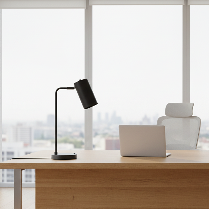 ÉCLAIRAGE - LAMPE DE TABLE 18"H PORT USB INCLUS GRIS MÉTAL ABAT-JOUR GRIS MODERNE