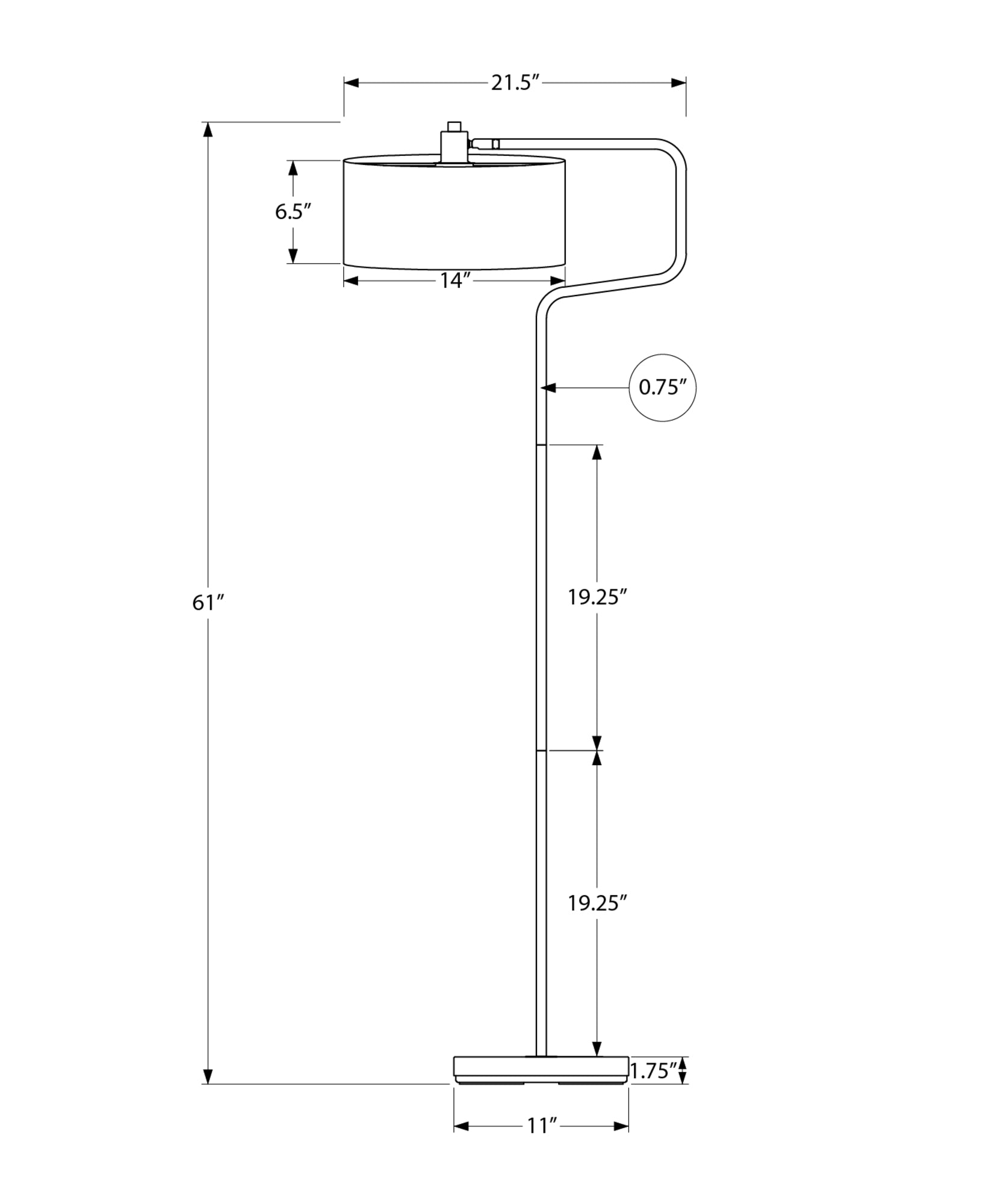 LIGHTING - 61"H FLOOR LAMP BLACK METAL BEIGE SHADE MODERN