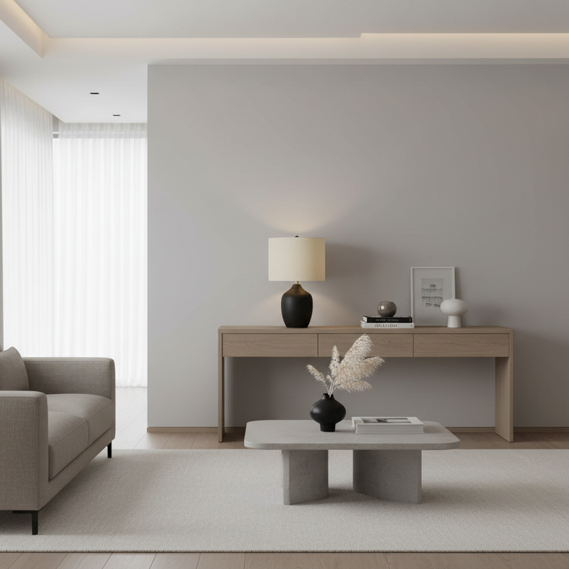 ÉCLAIRAGE - LAMPE DE TABLE 22"H EN CÉRAMIQUE NOIRE IVOIRE / ABAT-JOUR CRÈME