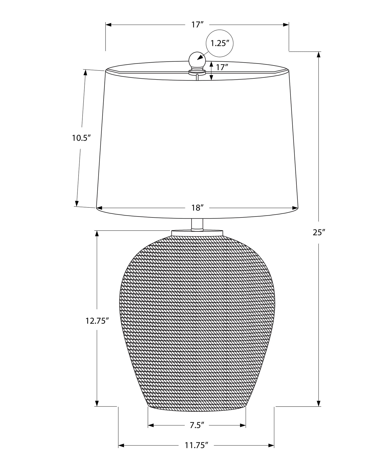 LIGHTING - 25"H TABLE LAMP RATTAN BEIGE SHADE