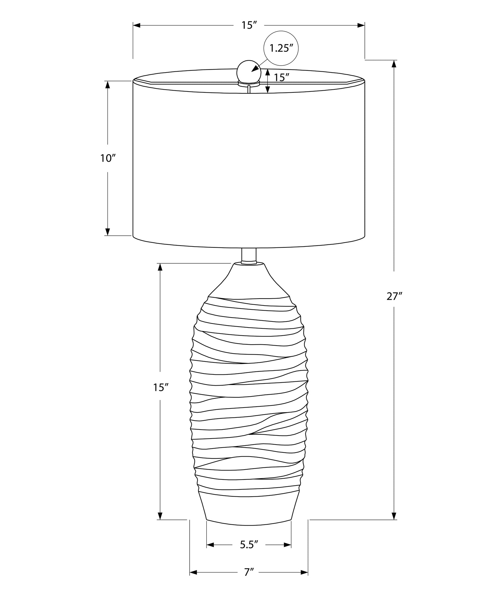 LIGHTING - 27"H TABLE LAMP GREY RESIN IVORY / CREAM SHADE MODERN
