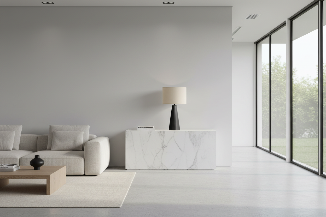 ÉCLAIRAGE - LAMPE DE TABLE 27"H EN RÉSINE NOIRE ABAT-JOUR BEIGE MODERNE