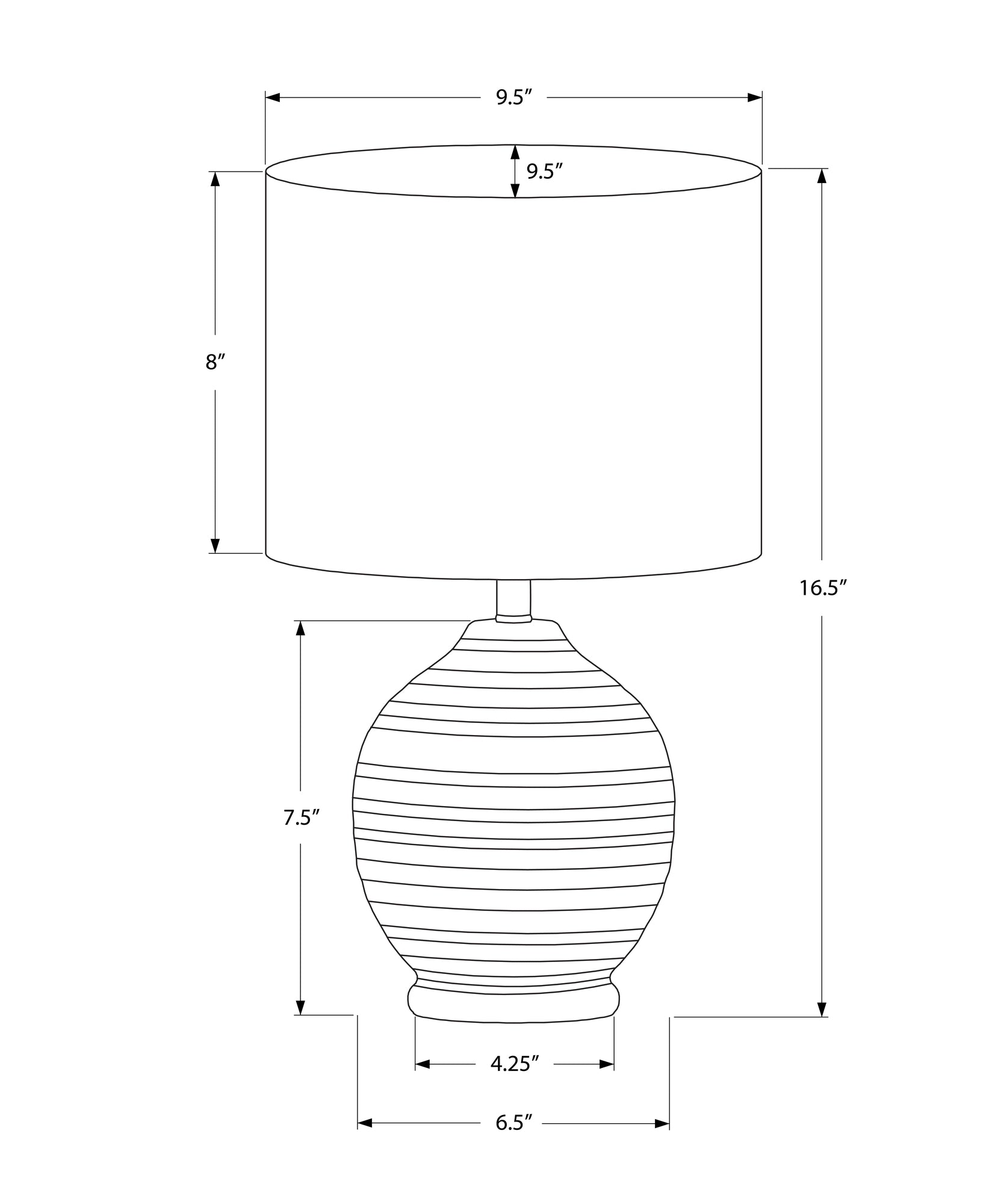 LIGHTING - 17"H TABLE LAMP BLACK CERAMIC IVORY / CREAM SHADE