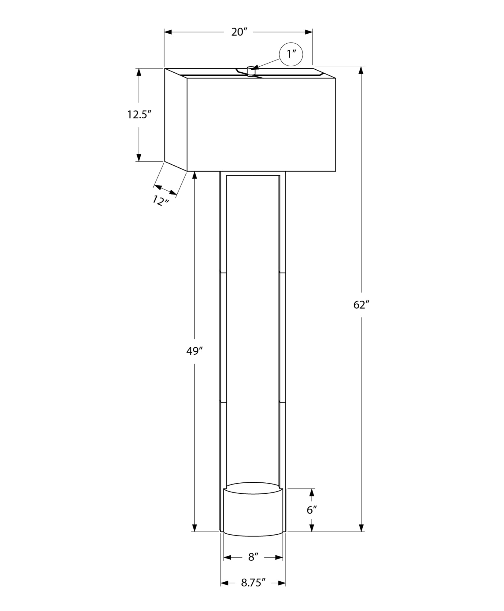 LIGHTING - 62"H FLOOR LAMP BLACK METAL IVORY / CREAM SHADE
