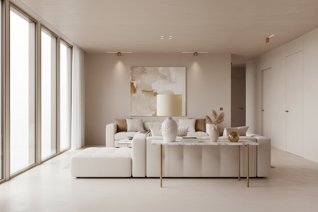 ÉCLAIRAGE - LAMPE DE TABLE 19"H IVOIRE CÉRAMIQUE IVOIRE / ABAT-JOUR CRÈME