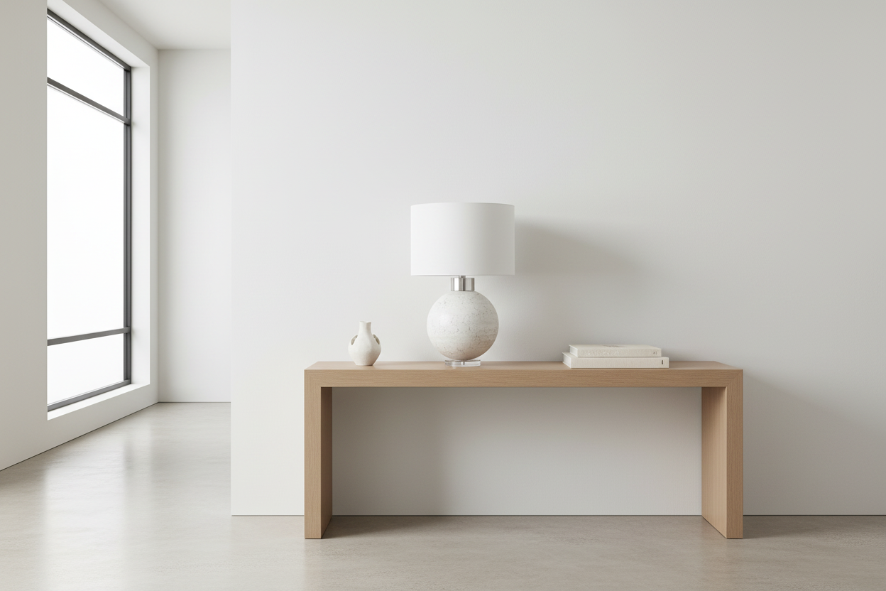 ÉCLAIRAGE - LAMPE DE TABLE 27"H RÉSINE BEIGE IVOIRE / ABAT-JOUR CRÈME