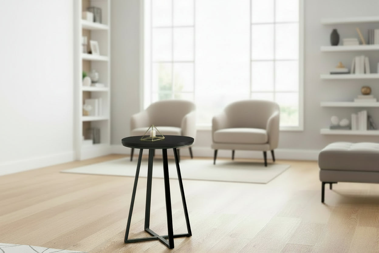 TABLE D'APPOINT - 22"H / NOIR / MÉTAL NOIR