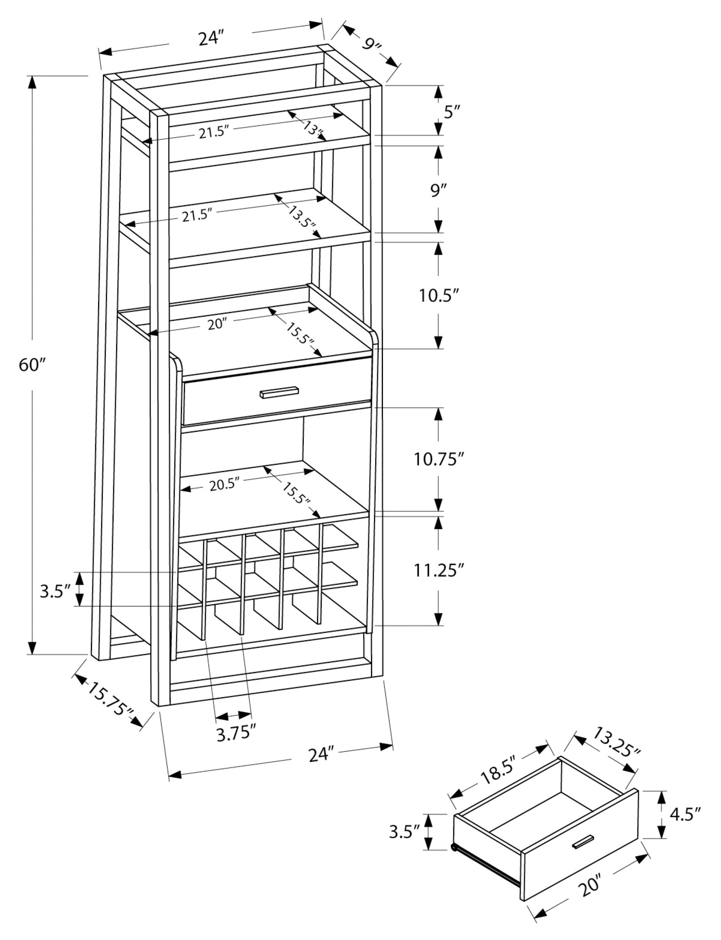 HOME BAR - 60"H / ESPRESSO LADDER STYLE