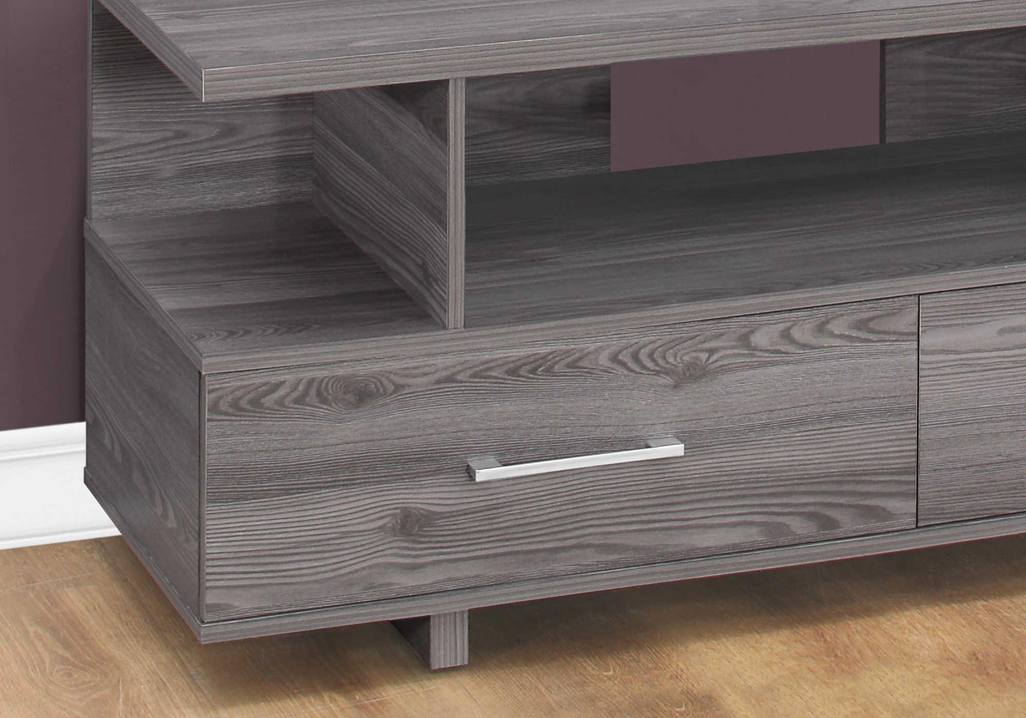 TV STAND - 48"L / GREY WITH 2 STORAGE DRAWERS