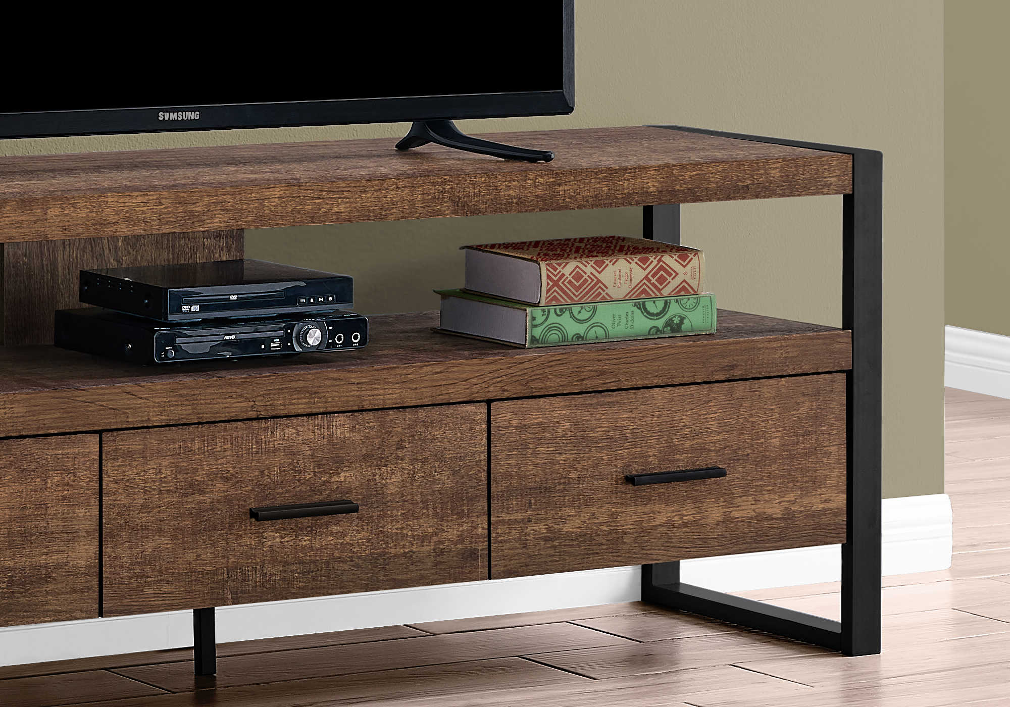 TV STAND - 60"L / BROWN RECLAIMED WOOD-LOOK / 3 DRAWERS