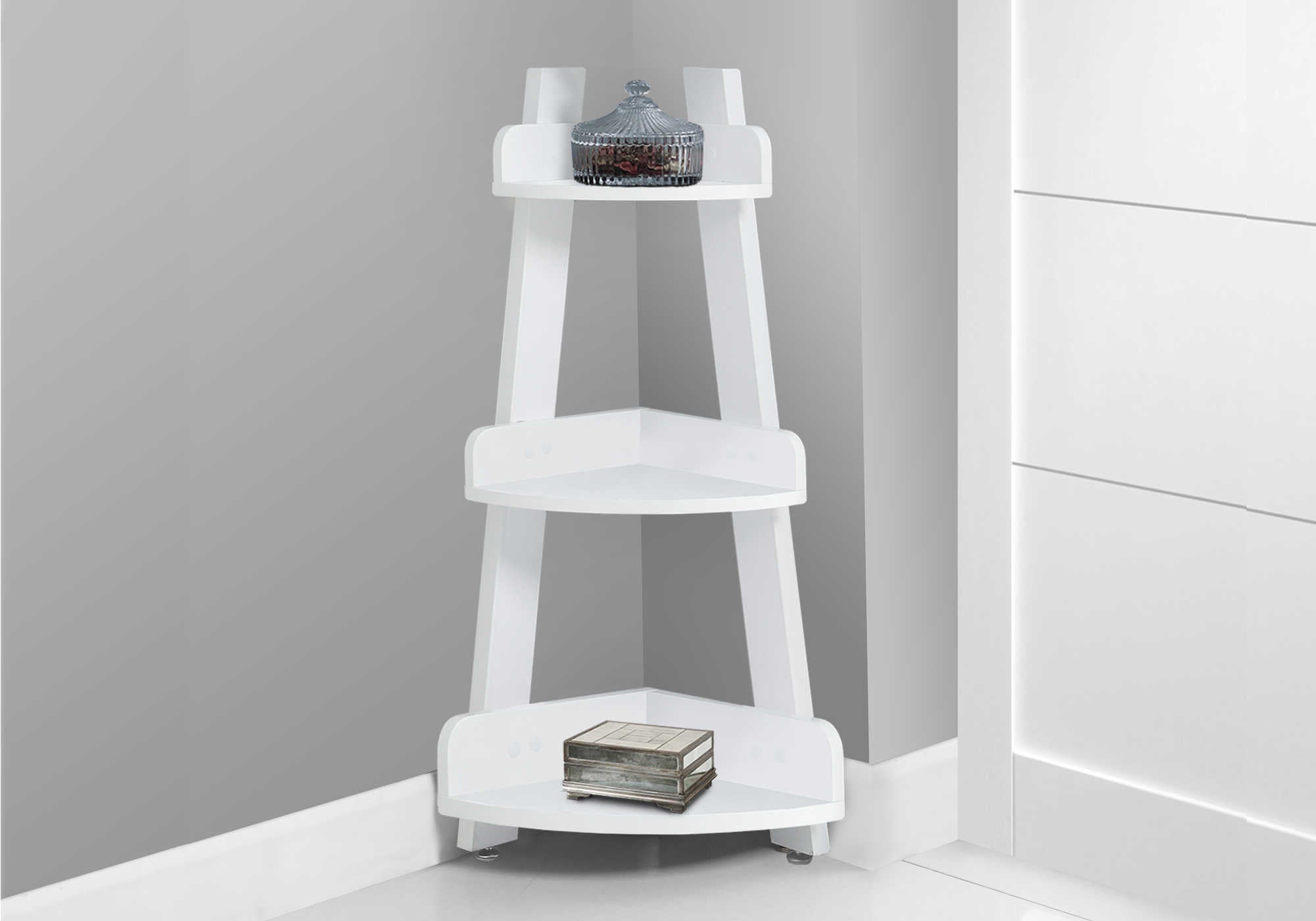 BATHROOM ACCENT - 34"H / WHITE CORNER ETAGERE