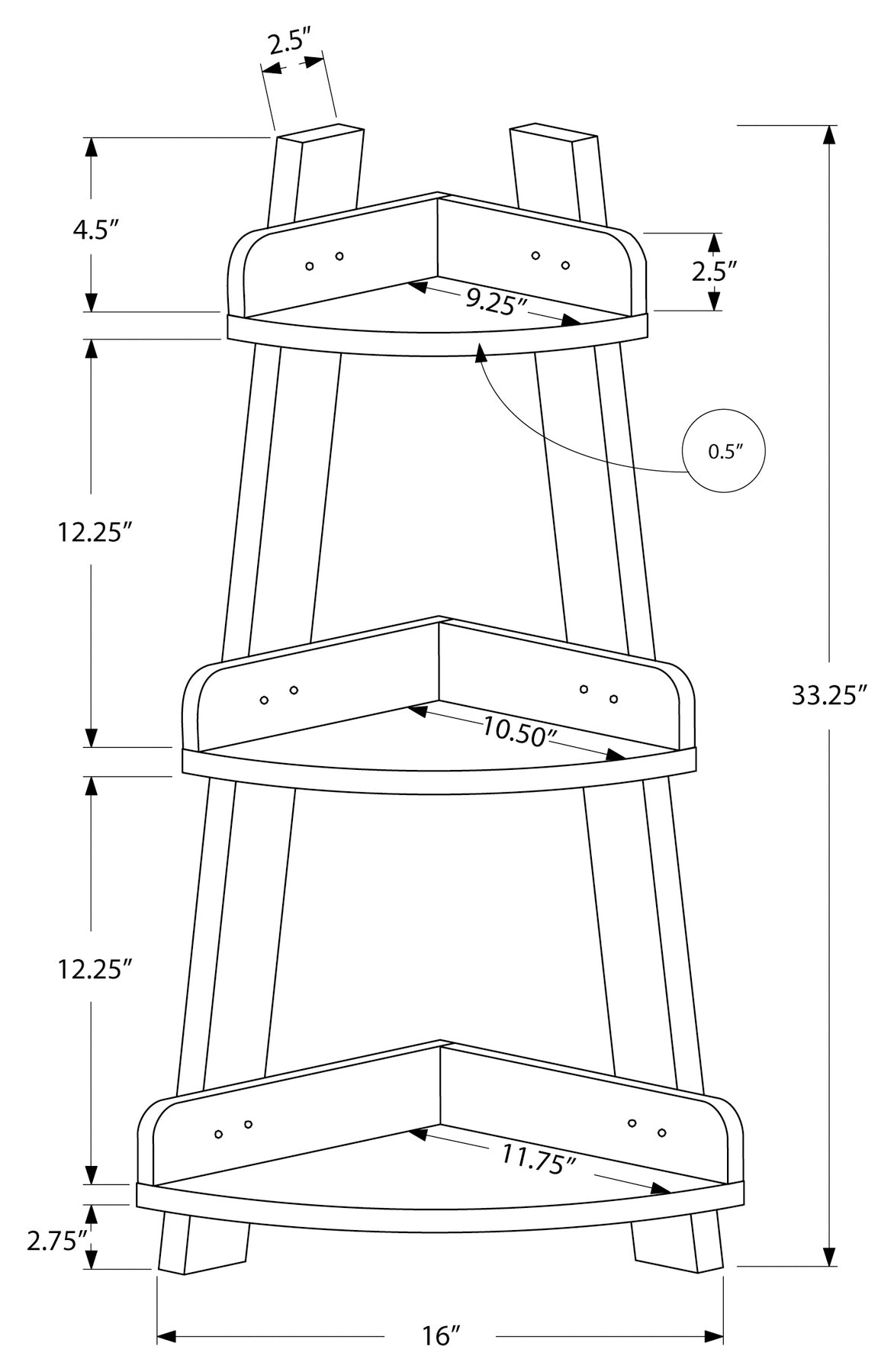 BATHROOM ACCENT - 34"H / WHITE CORNER ETAGERE