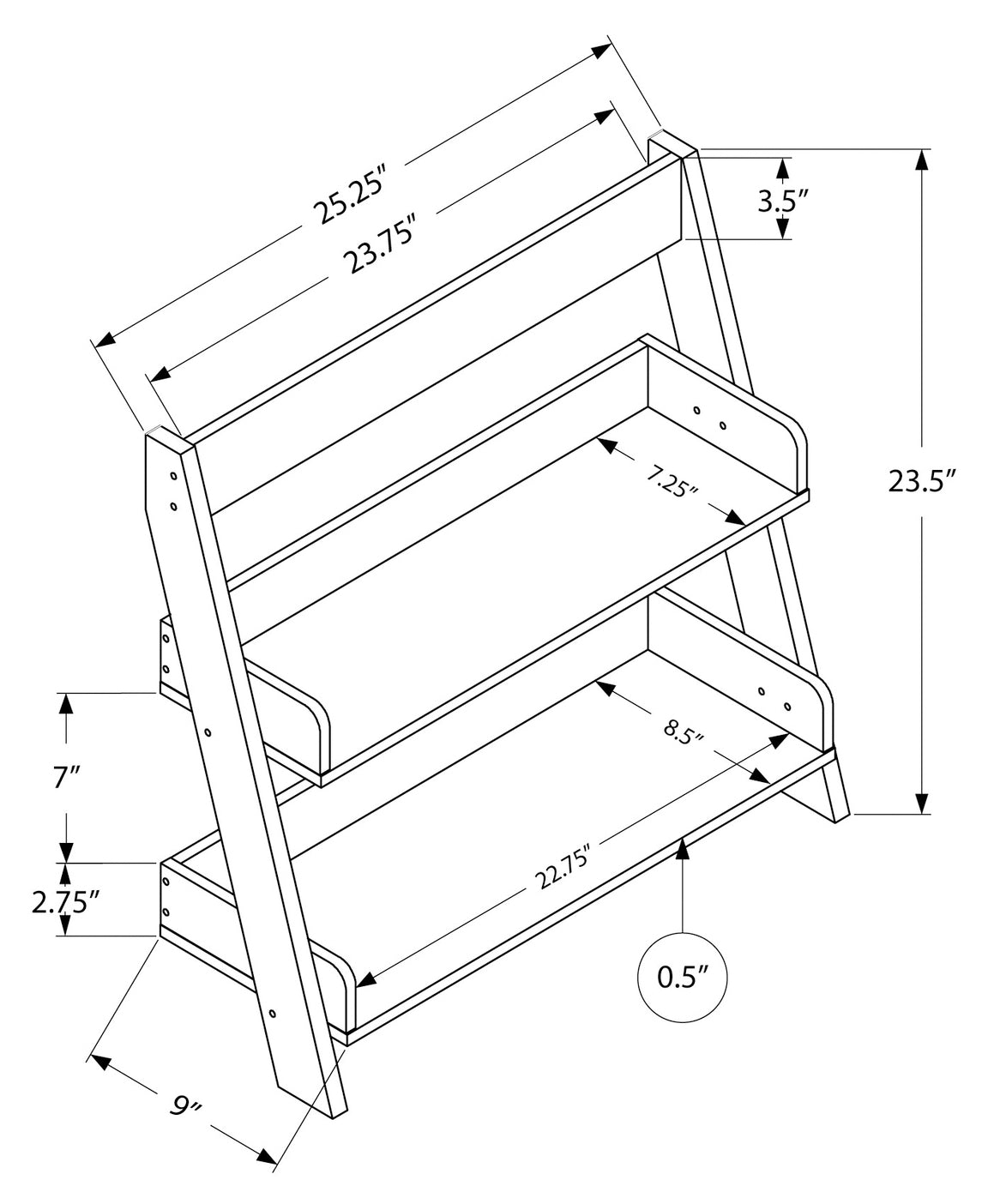 BATHROOM ACCENT - 24"H / WHITE WALL MOUNT SHELF