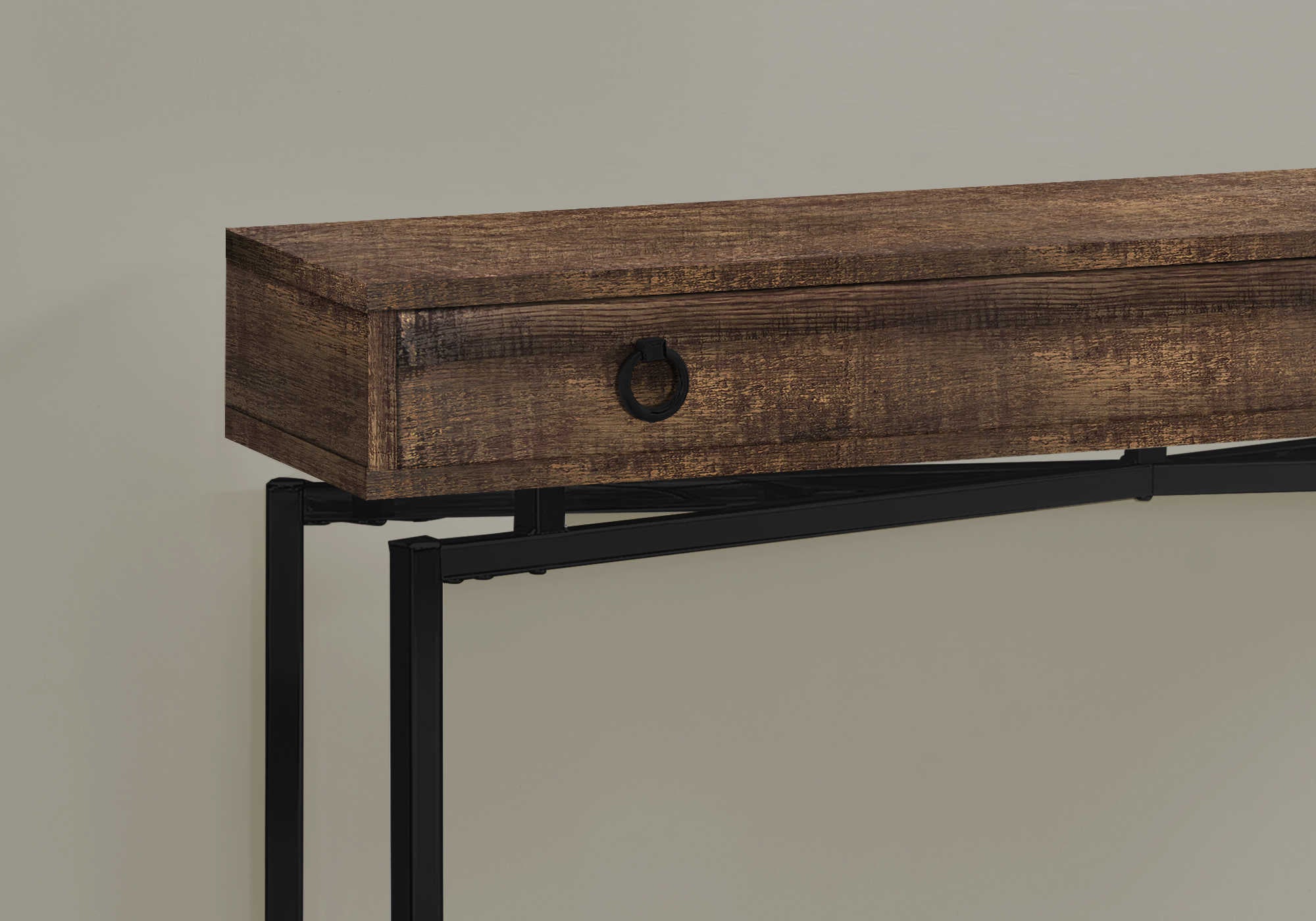 ACCENT TABLE - 42"L / BROWN RECLAIMED WOOD/ BLACK CONSOLE