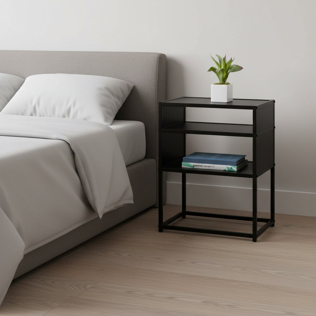 TABLE D'APPOINT - 22"H / NOIR / MÉTAL NOIR