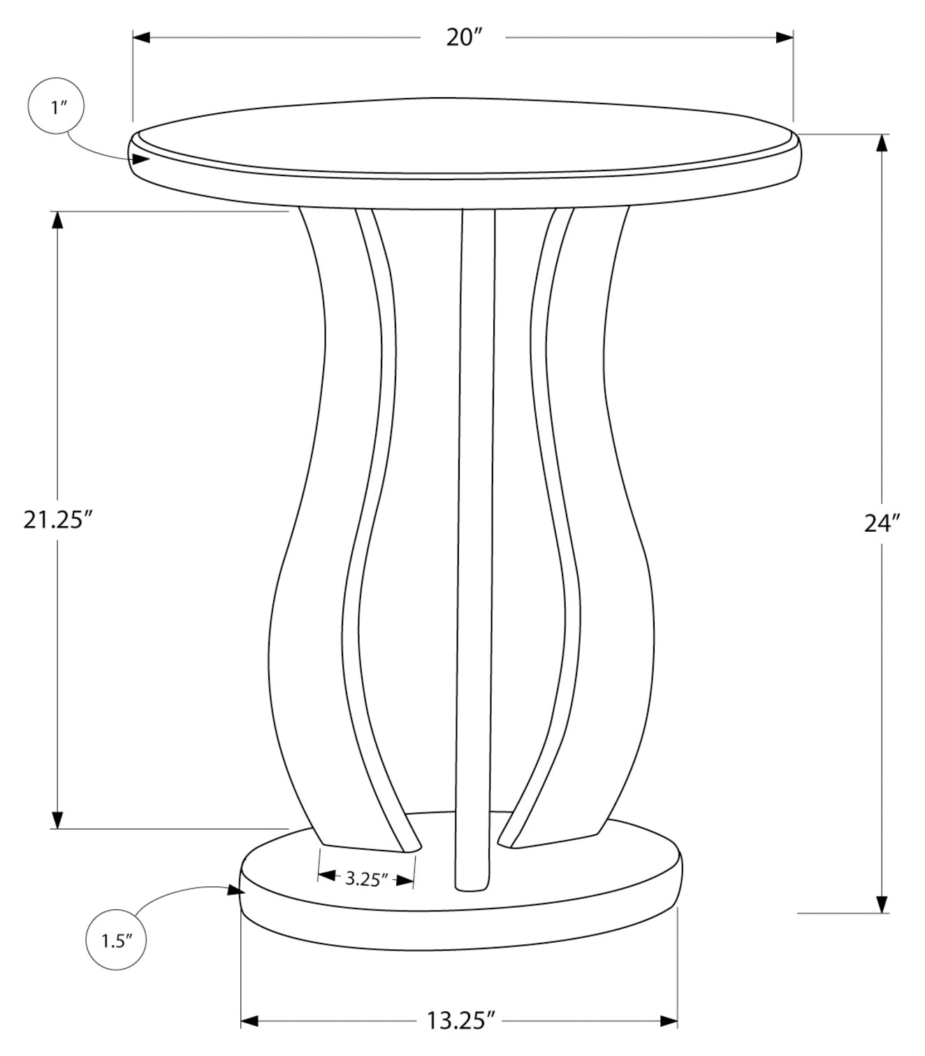 ACCENT TABLE - 20"DIA / BRUSHED SILVER / MIRROR