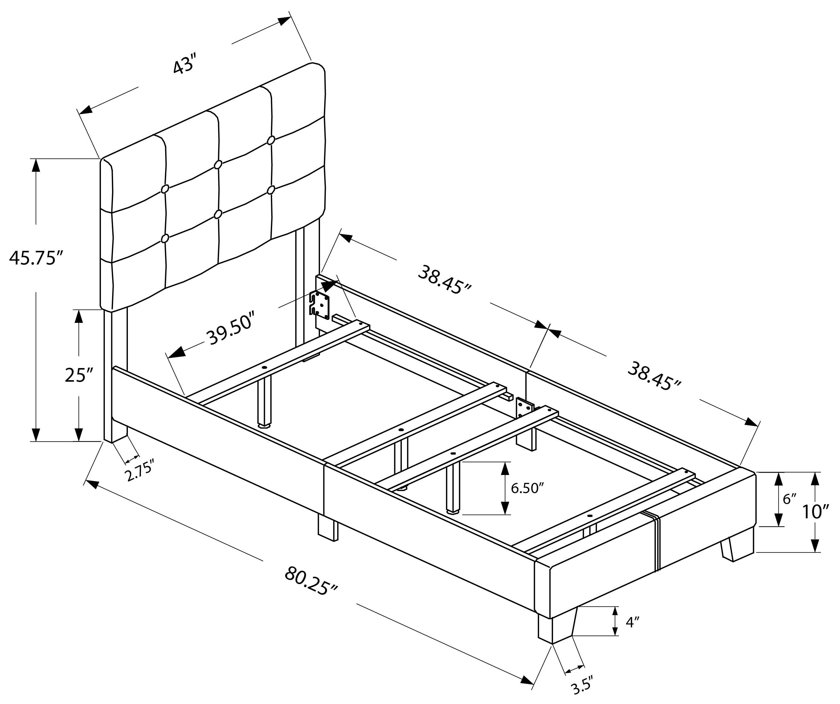 BOUCLE FABRIC UPHOLSTERED TWIN SIZE BED FRAME