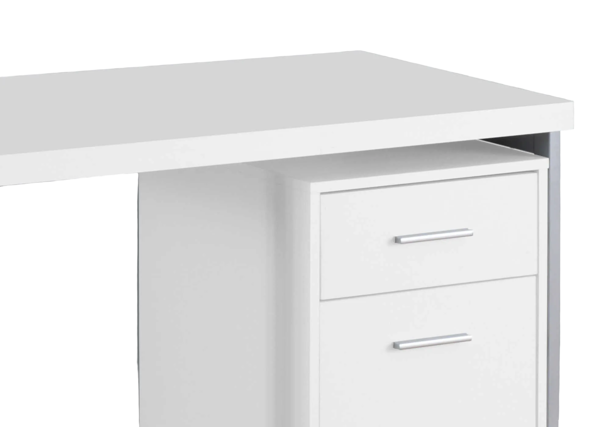 BUREAU D'ORDINATEUR - 48"L / BLANC / MÉTAL ARGENTÉ