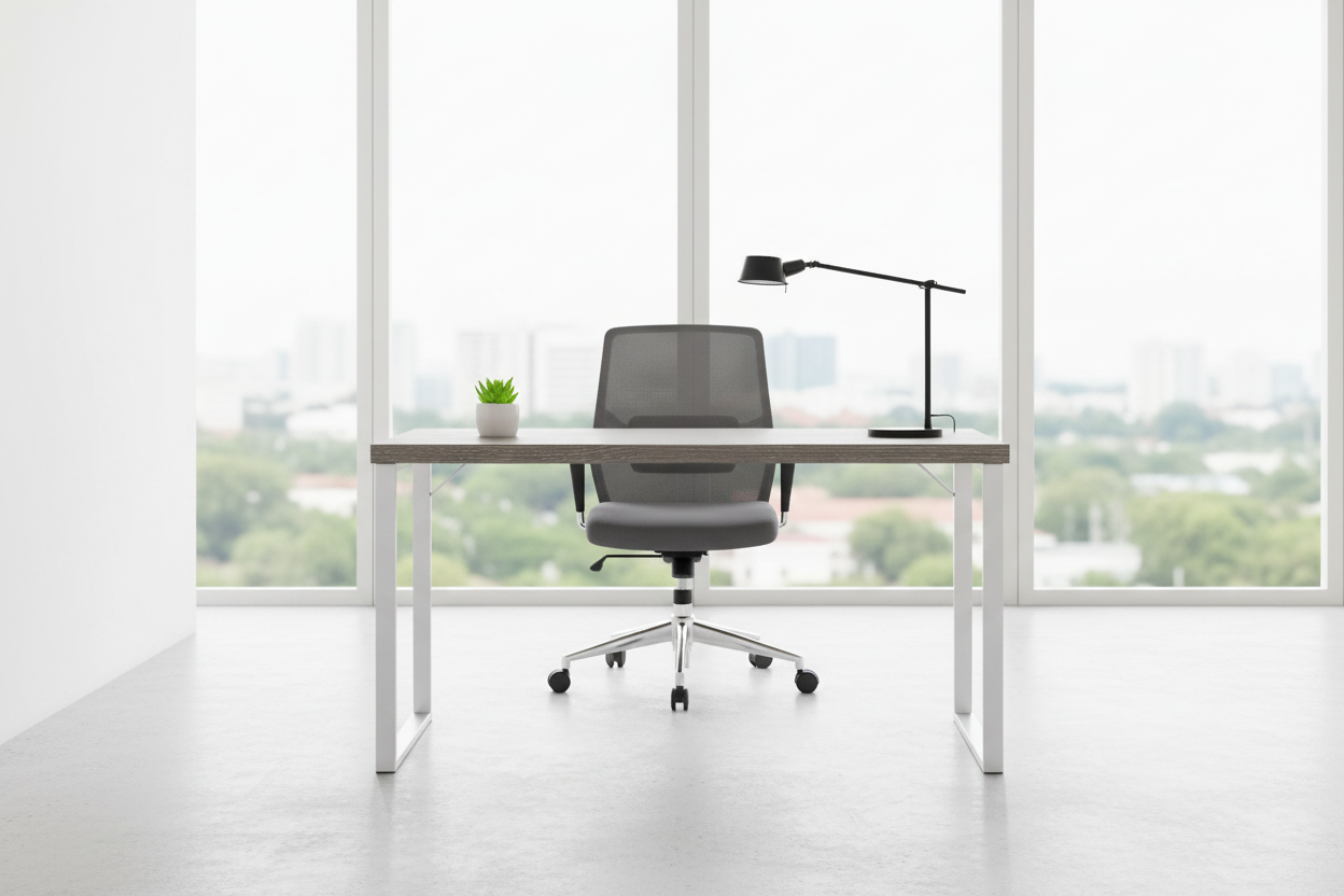 BUREAU D'ORDINATEUR - 48"L / ESPRESSO / MÉTAL ARGENTÉ