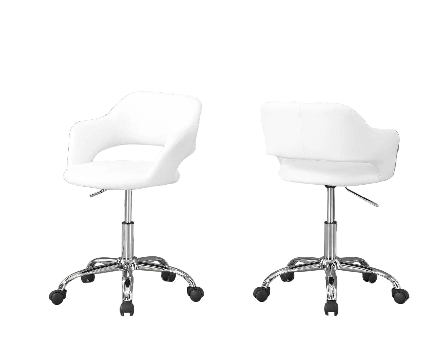 CHAISE DE BUREAU - BASE LEVE-PIED HYDRAULIQUE EN MÉTAL BLANC / CHROMÉ