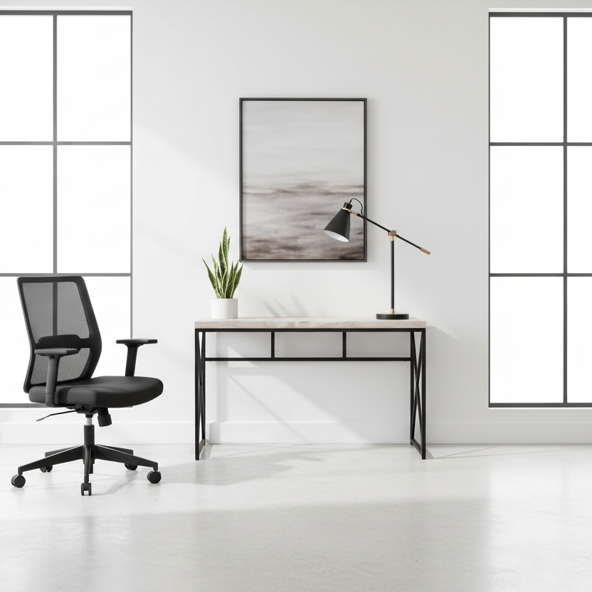 BUREAU D'ORDINATEUR - 48"L / ESPRESSO / MÉTAL DORÉ