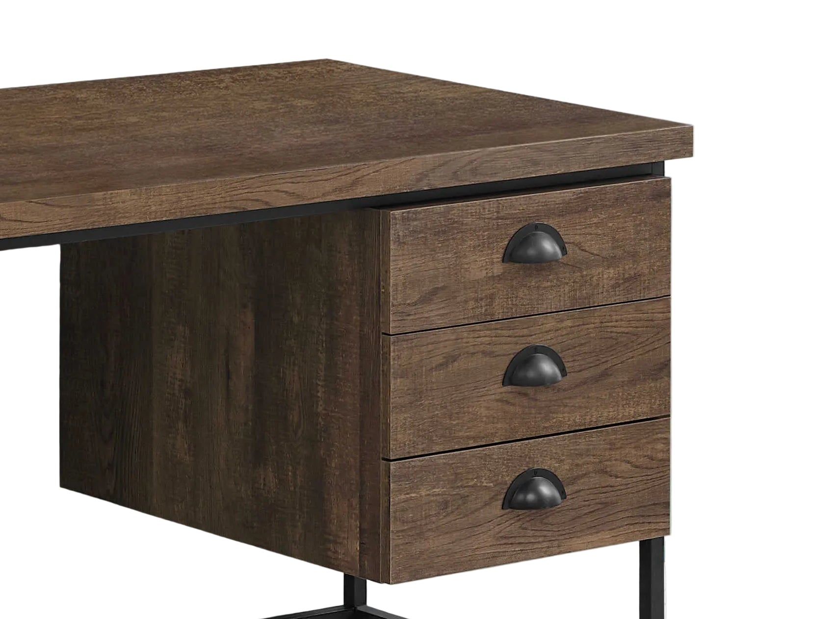 BUREAU D'ORDINATEUR - 55"L / BOIS RÉCUPÉRÉ BRUN / MÉTAL NOIR