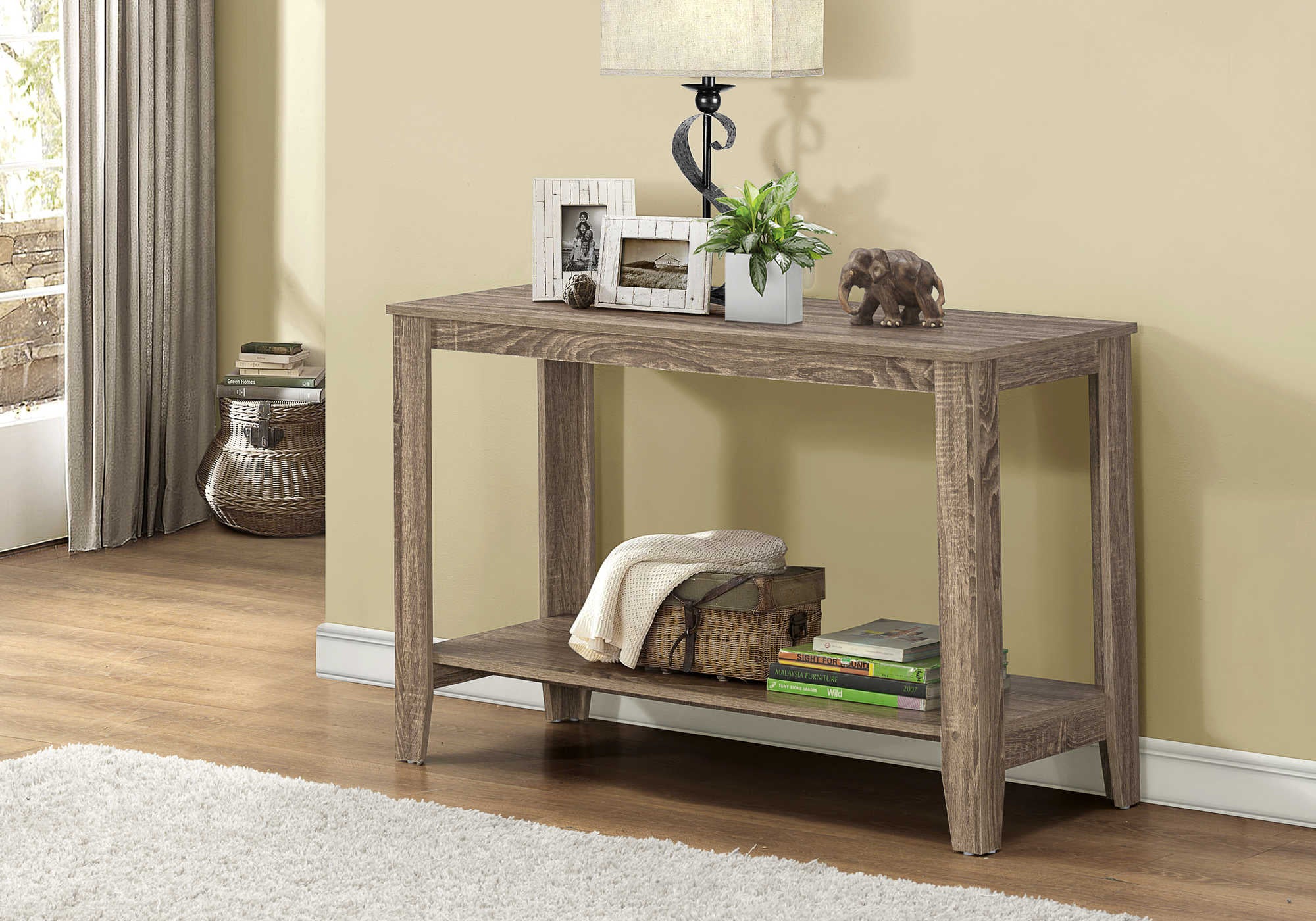 ACCENT TABLE - 44"L / DARK TAUPE HALL CONSOLE