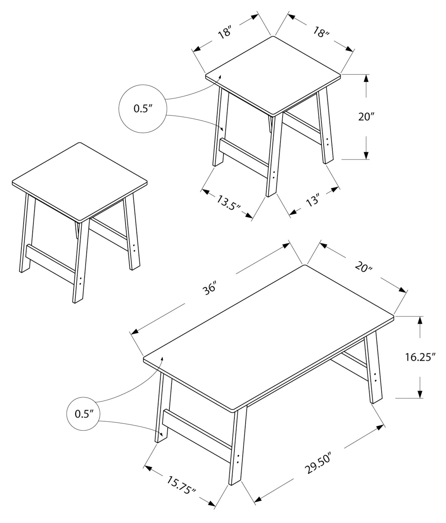 TABLE SET - 3PCS SET / ESPRESSO