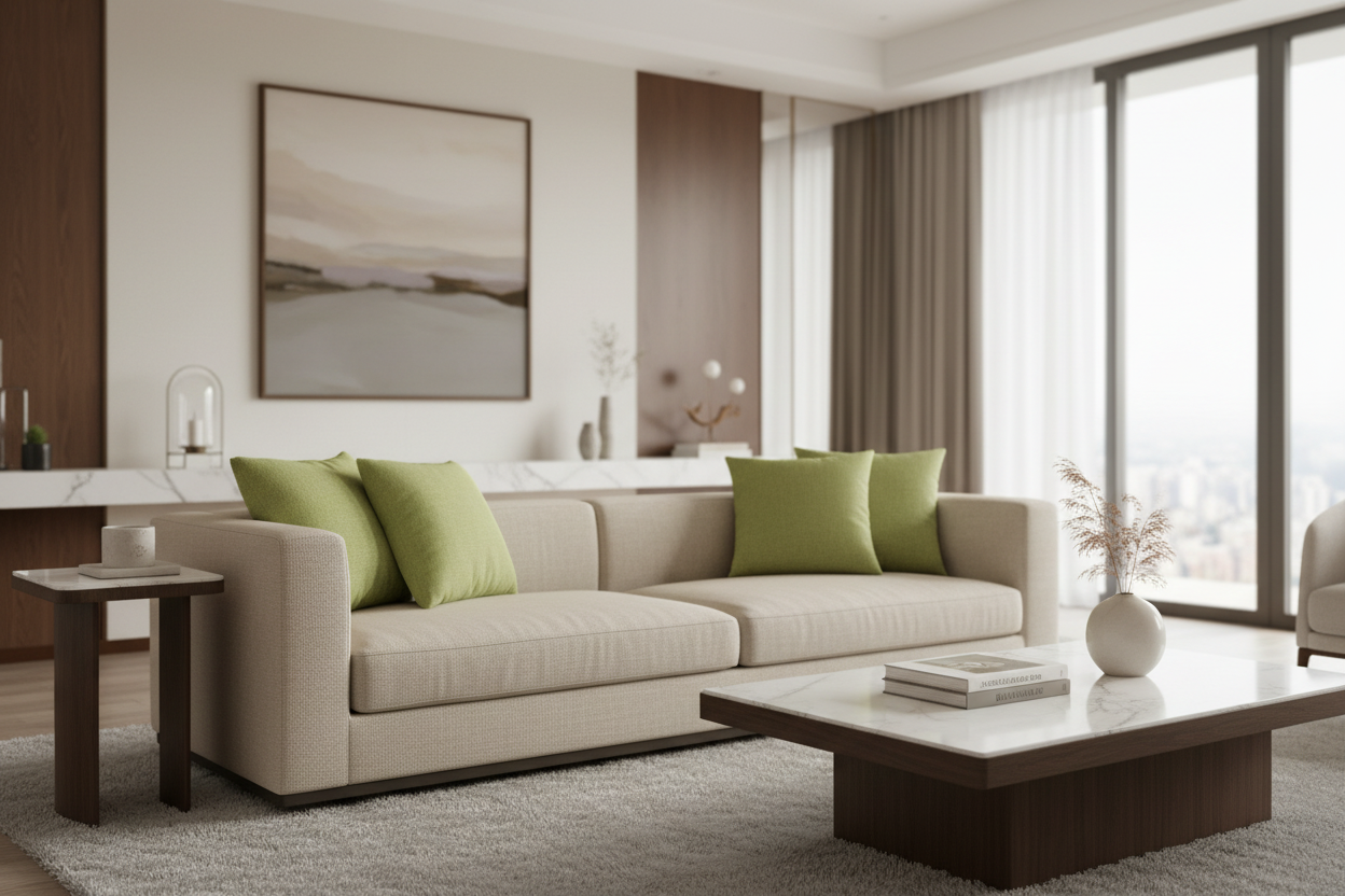 COUSSIN - 18"X 18" / À MOTIFS VERT CLAIR / 1PC