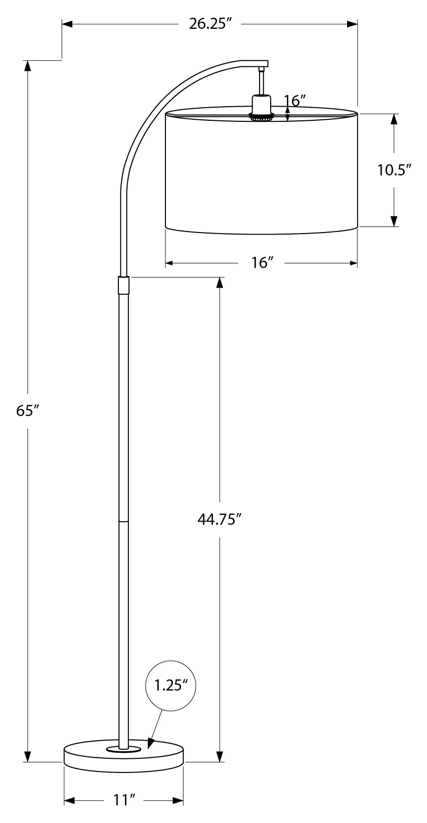 LIGHTING - 65"H ARC FLOOR LAMP BLACK METAL / IVORY