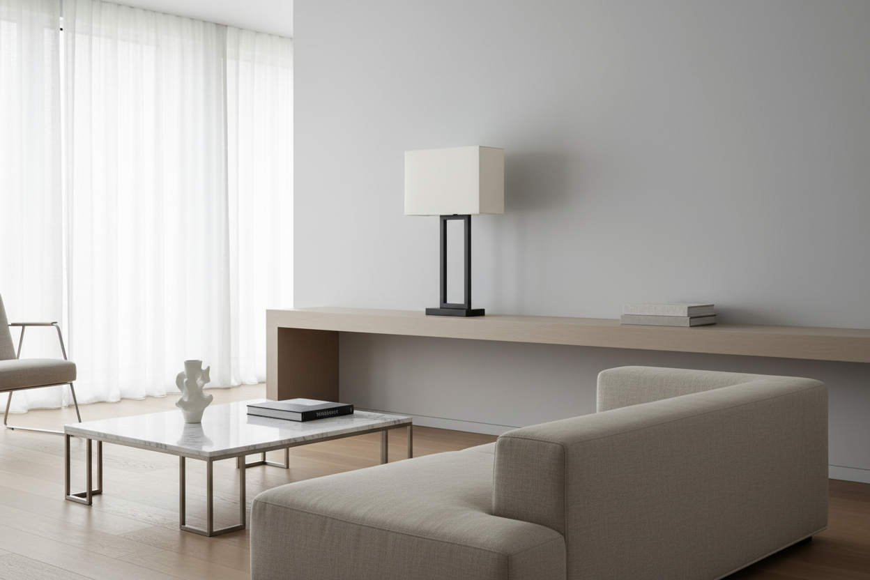 LIGHTING - 28"H TABLE LAMP BLACK METAL/ IVORY SHADE / USB