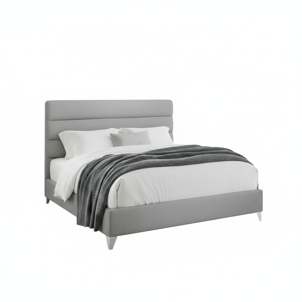 Lit Queen Size en tissu gris IF-5235
