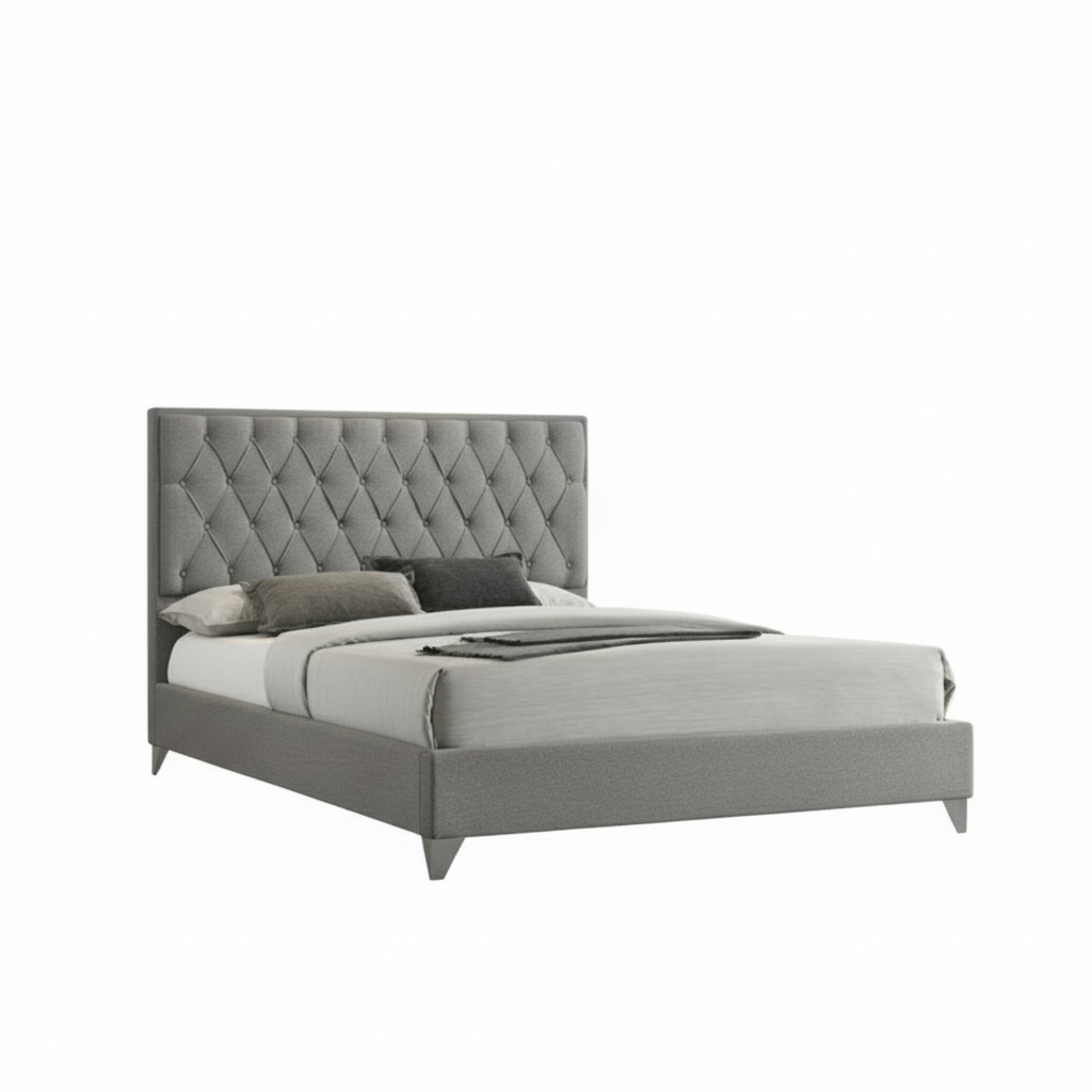 Lit Queen Size en tissu gris IF-5225