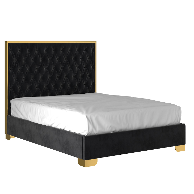 Lit Queen Lucille 60" en noir et or